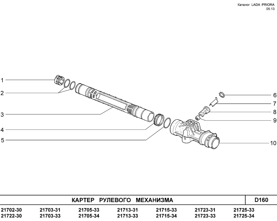 Рулевая рейка приора схема