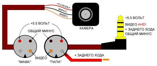 Схема китайской камеры. Распиновка разъема камеры 5 Pin.