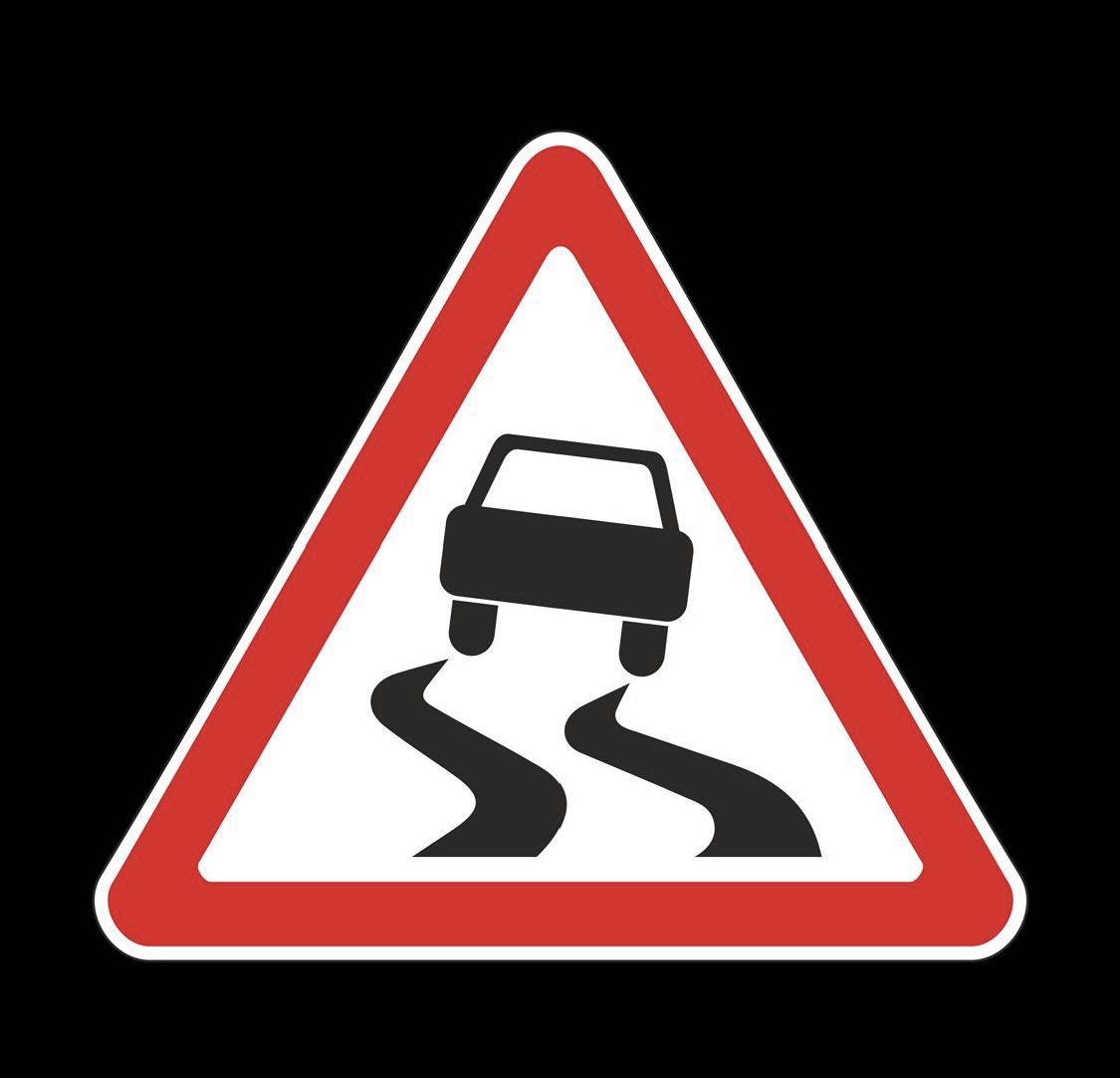 Предупреждающие знаки скользкая дорога