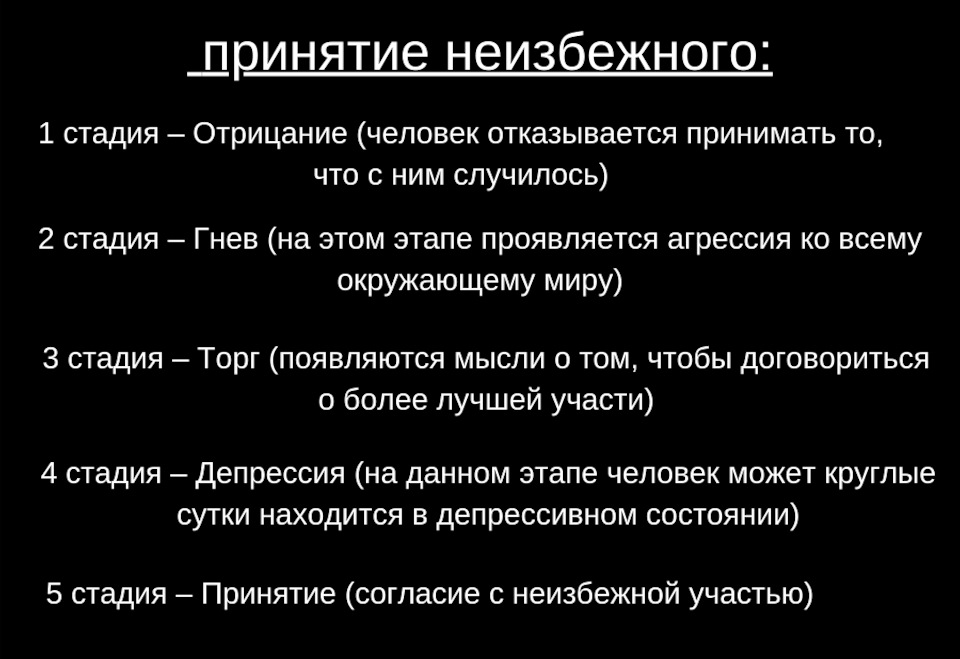 Стадии проекта отрицание гнев принятие