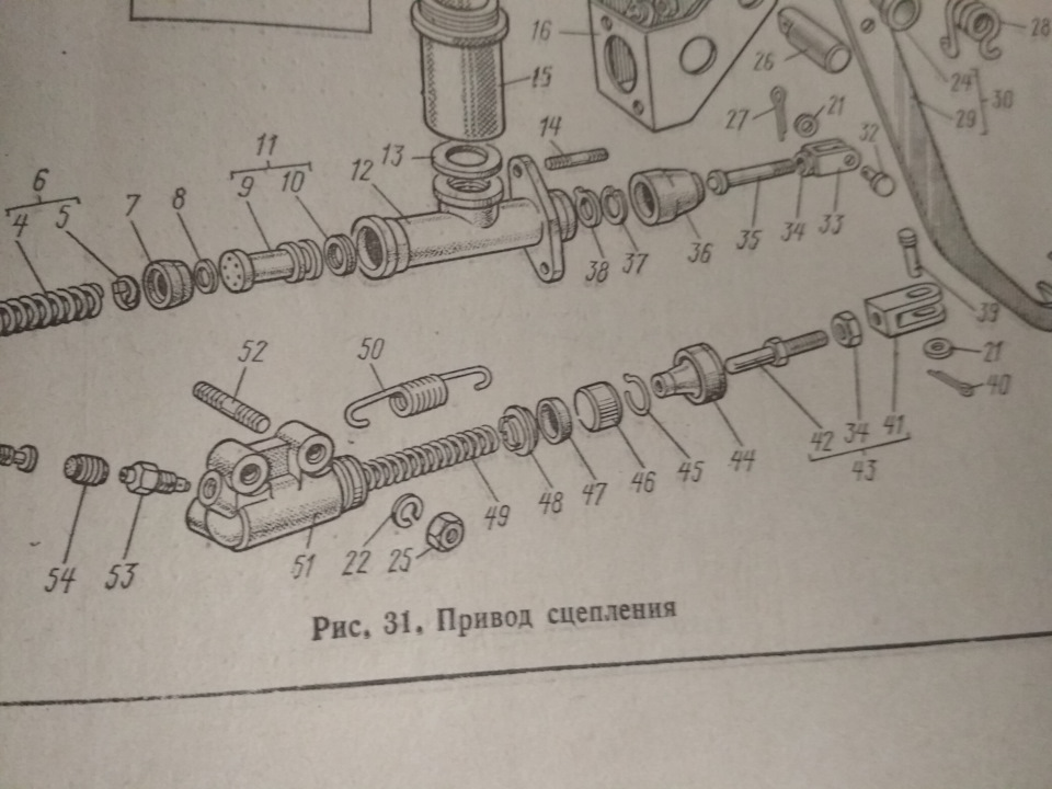 Главный цилиндр сцепления москвич 2140 схема