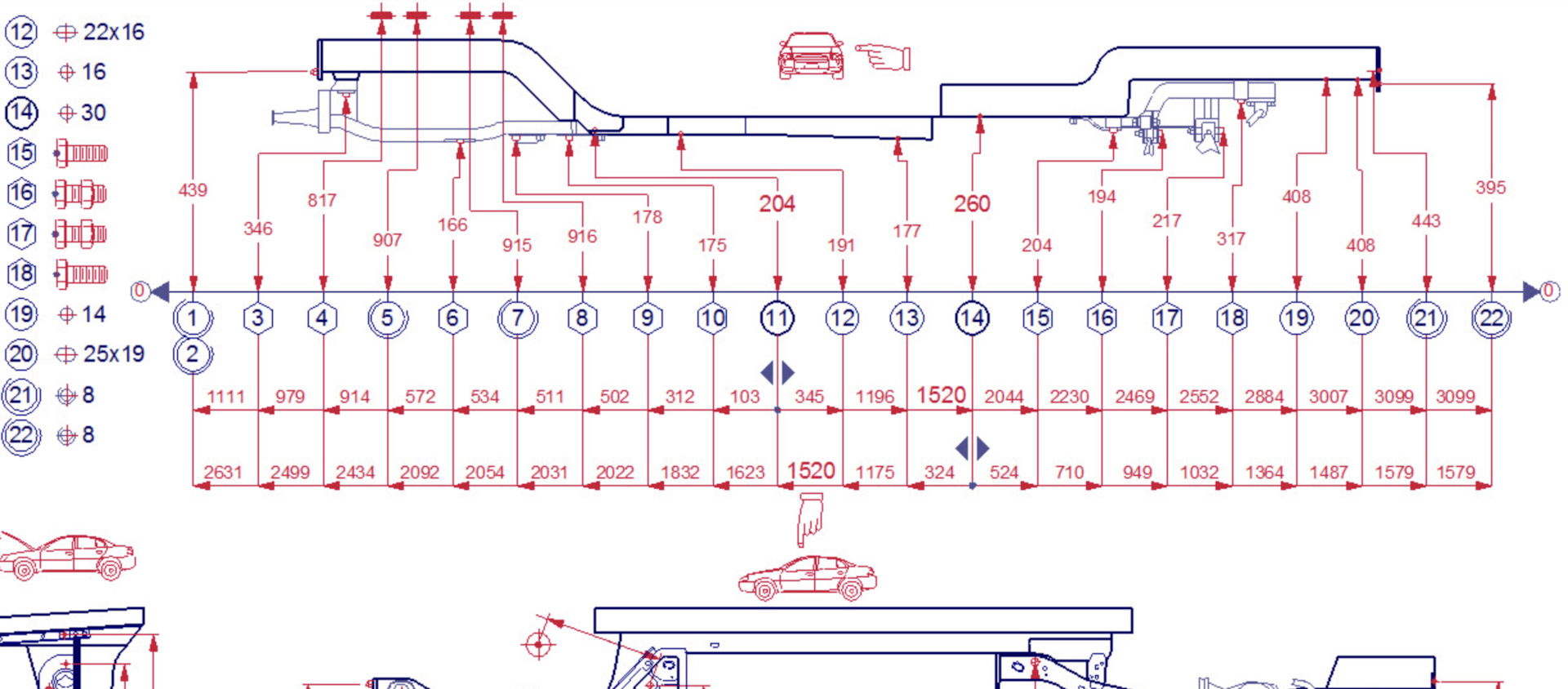 #9 — вся геометрия авто, все размеры кузова (для ремонта на стапеле или ...