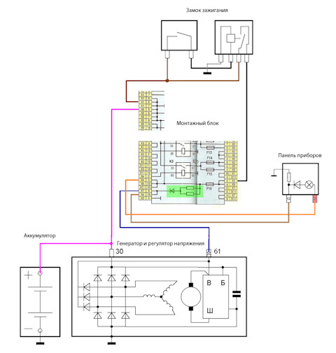 Картинки СХЕМА ПОДКЛЮЧЕНИЯ ГЕНЕРАТОРА ВАЗ 2114