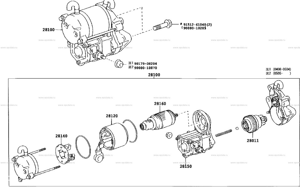 28100-50101 — Toyota Sequoia (1G). Запчасти на фото: 2810050101, 9008010203, 9017908204, 9008010070, 20S05