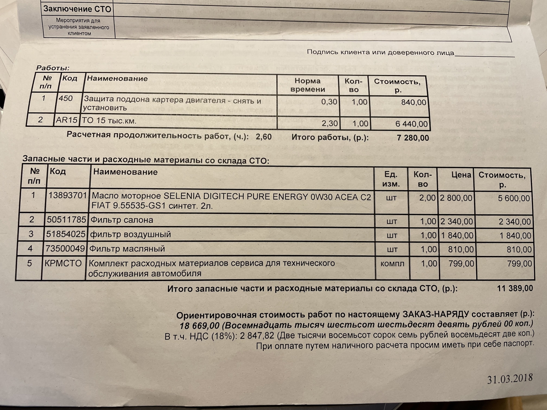 ТО-1. Рольф Диамант — Alfa Romeo Type 940, 1,4 л, 2015 года | плановое ...