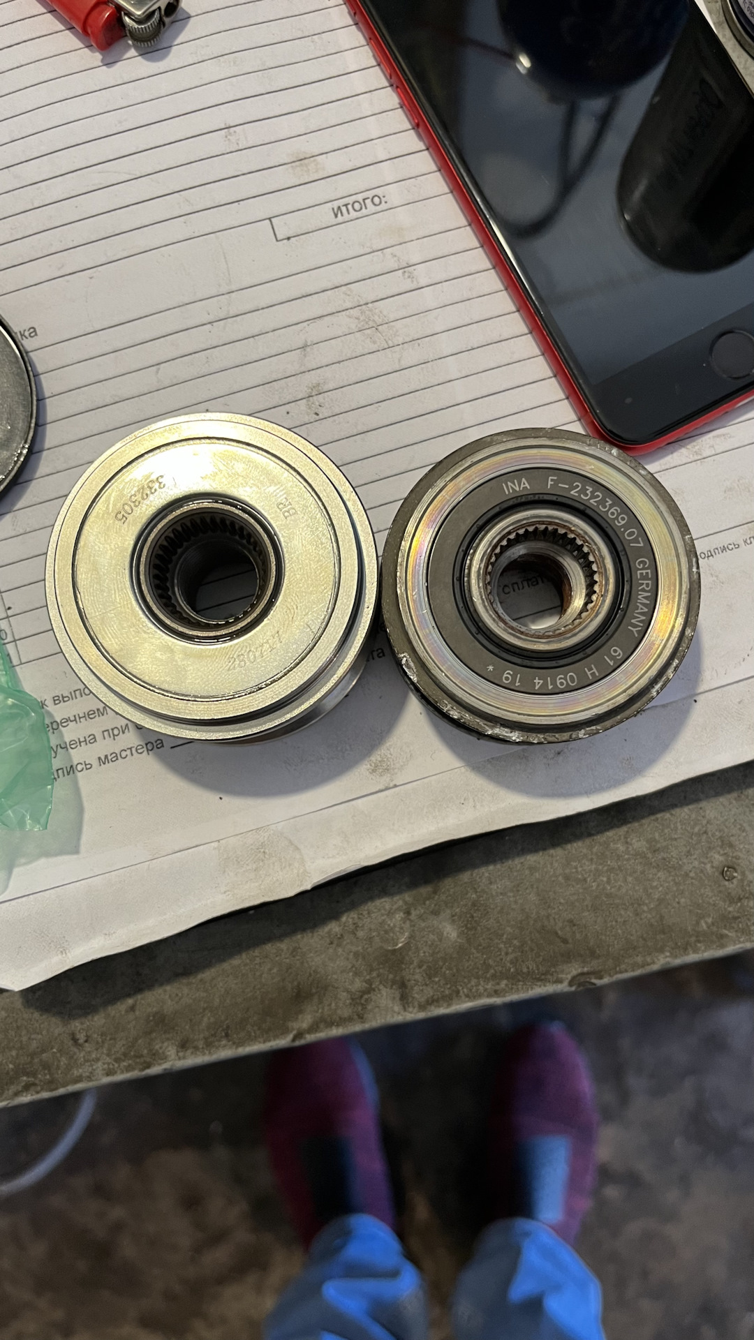 Гул на холостых оборотах в режиме D, виновник обгонная муфта генератора ...