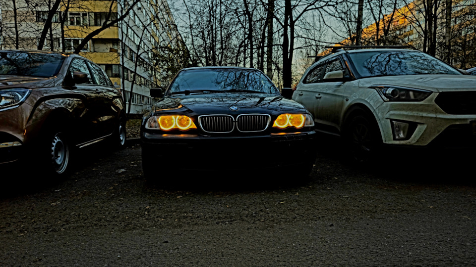 22.Оптика+Ангельские глазки — BMW 3 series (E46), 1,9 л, 2000 года ...