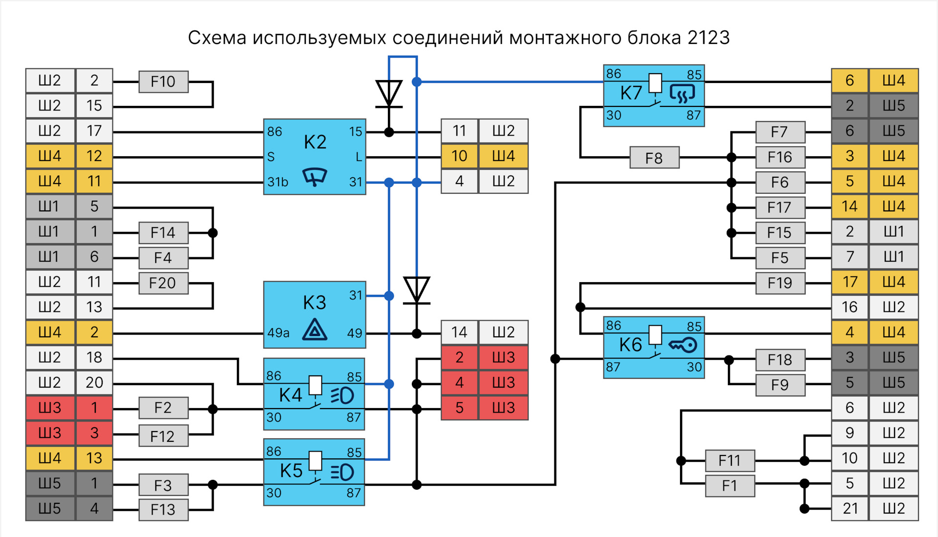 Схема монтажный блок 2123