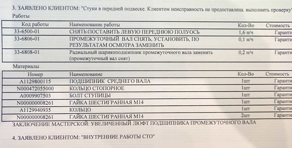 Люфт подшипника промежуточного вала на 45.000км / гарантийный случай ...