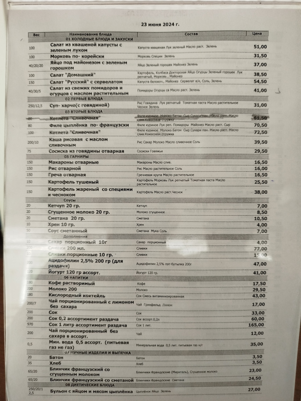 Акроновская точка общепита поразила нас вкусными блюдами и низкими ценами. Настолько низкими, что я даже сфотографировал меню как заправскую достопримечательность. Я, зная, что это профилакторий, ждал пресную и невкусную еду в стиле лечебно-профилактического питания — Renault Kaptur (2020)