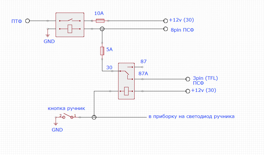 Схема подключения ходовых огней на ниве 21214