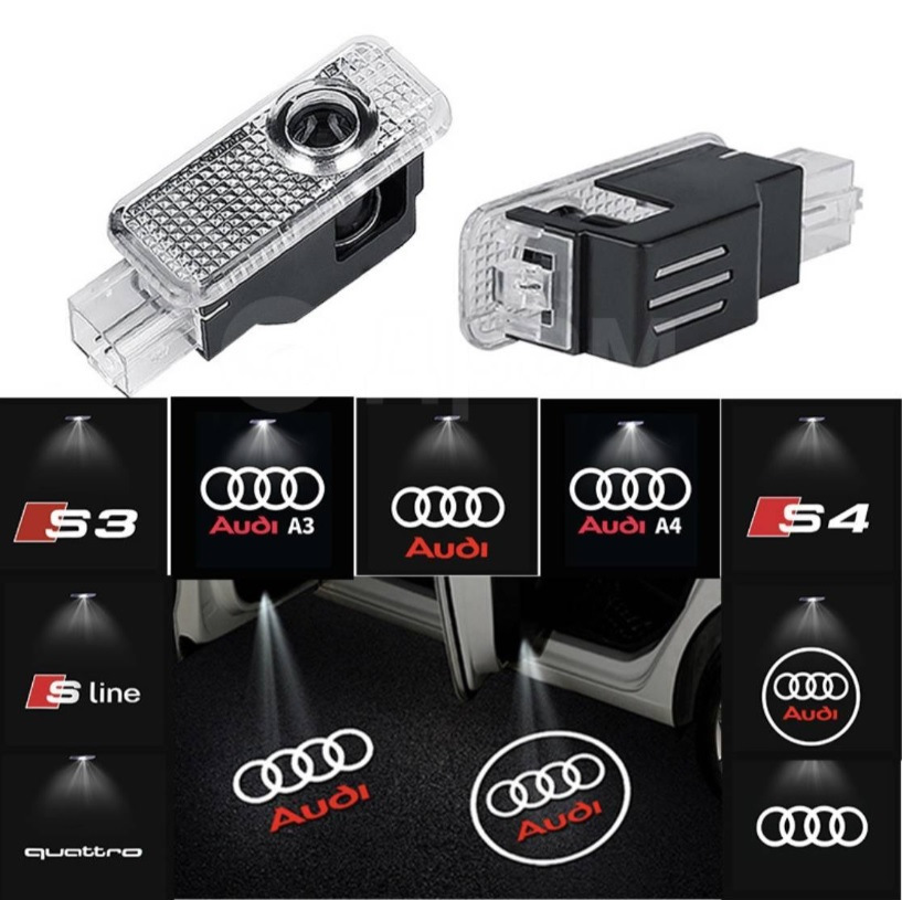 Штатная подсветка дверей, проекция логотипа авто для Audi на Audi A6 ...