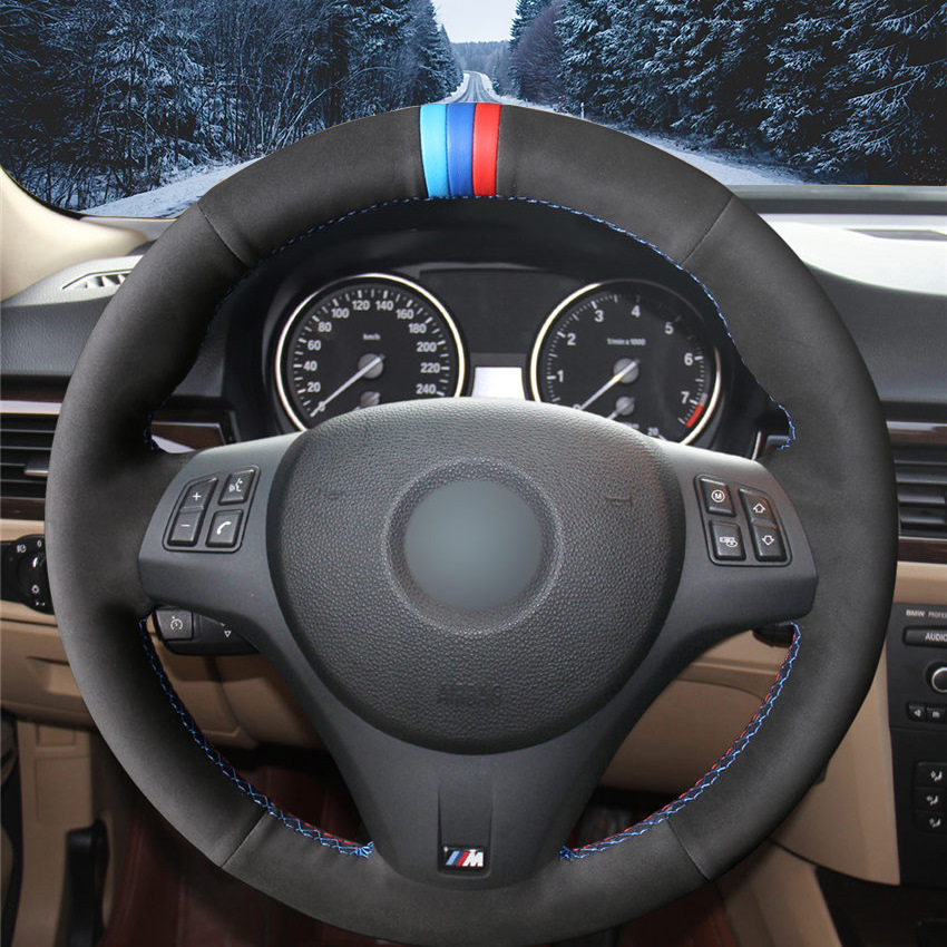 Accessori Interni BMW Coprivolante Auto MEWANT Per BMW Serie 1, 3, X1, M3 - Pelle Nera Con Cuciture Volante Pelle