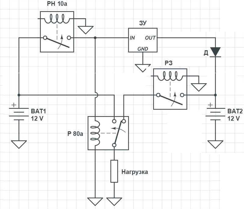 Схема развязки двух аккумуляторов