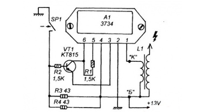 Схема коммутатора ваз 2109. Коммутатор 2108 схема принципиальная. Коммутатор электронного зажигания 76.3734.