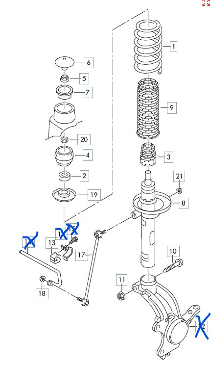 Всё куплено по этой схеме, кроме зачеркнутых позиций. — Skoda Fabia Combi Mk2