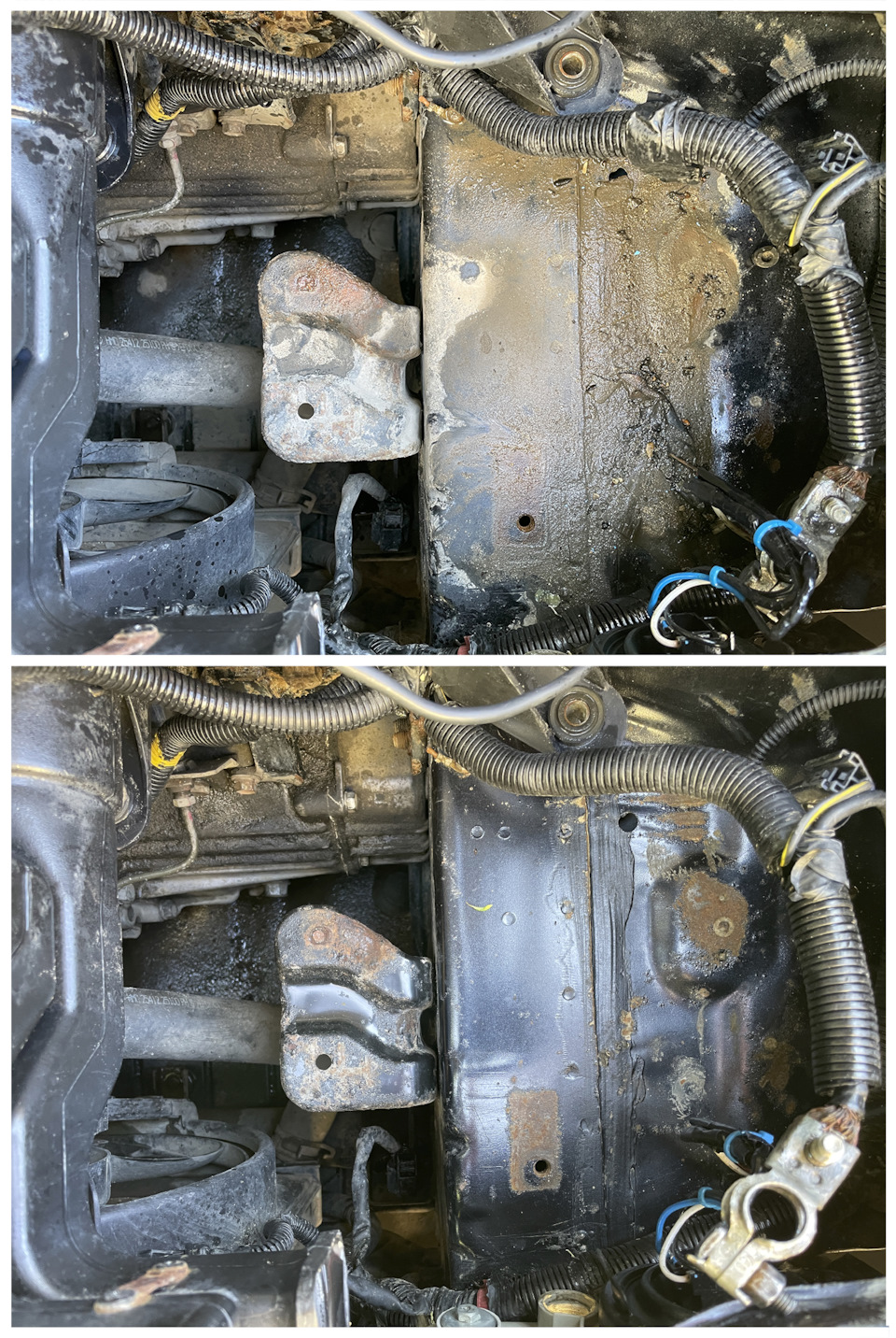 До и после средства от Grass. — Hyundai Accent (2G)