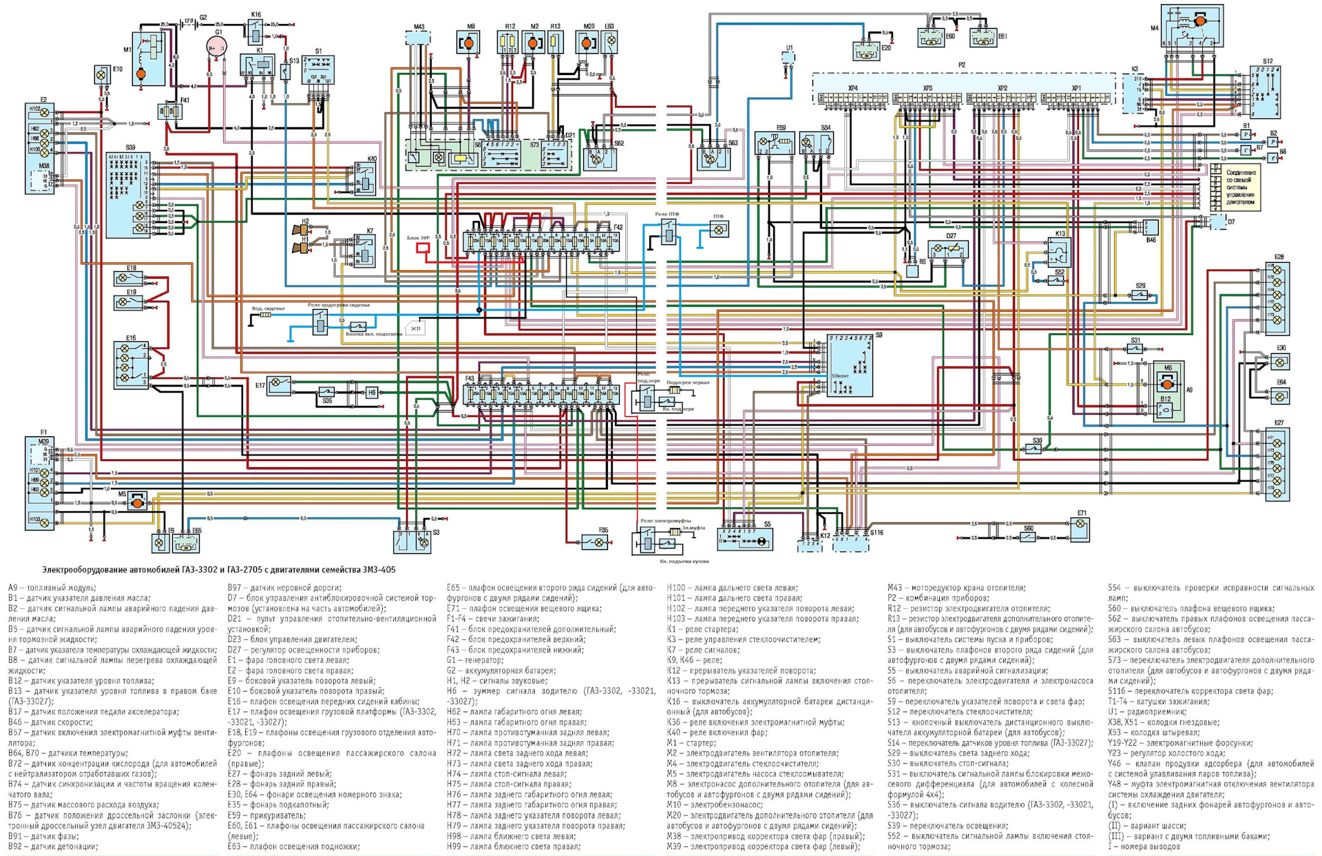 Схема электропроводки газ 3306