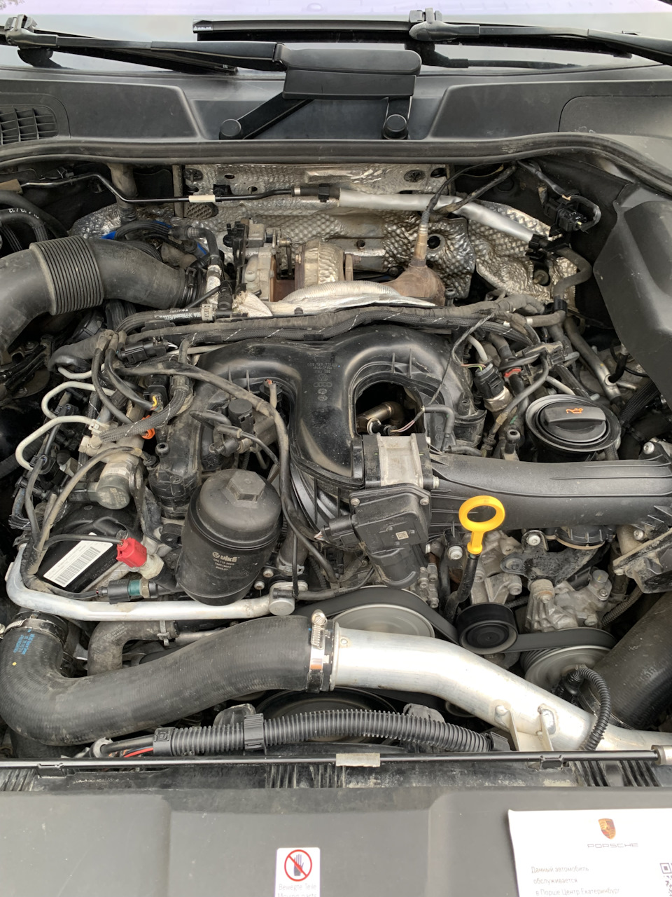 Чистенько. Клапанные крышки оказывается 2020 года. Значит меняли уже ранее) — Porsche Cayenne (2G) 958