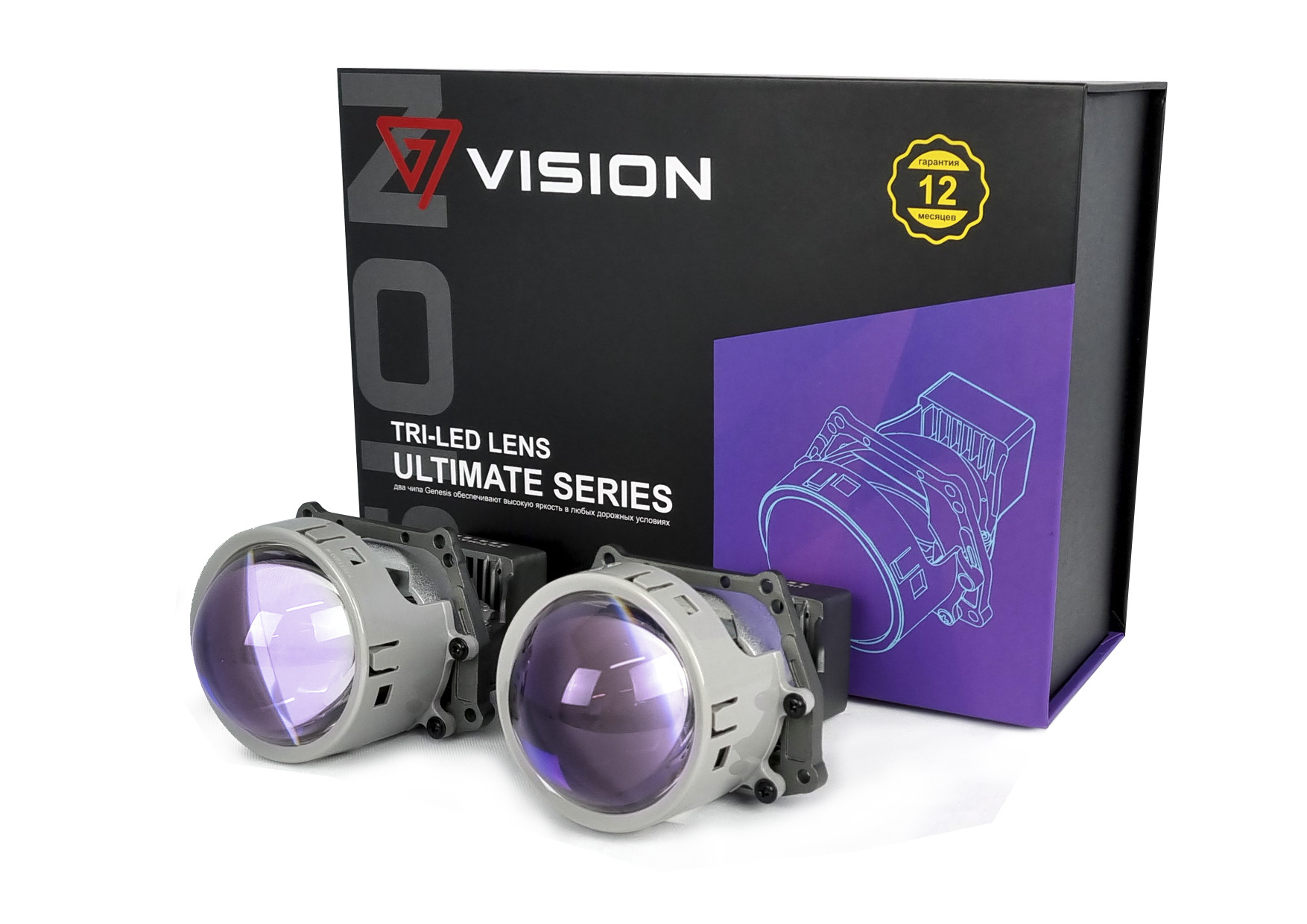 Линзы лед 3. Линзы Vision bi led. Led линзы Vision коробка. Vision tri-led Ultimate Series. Вижен линзы автомобильные.