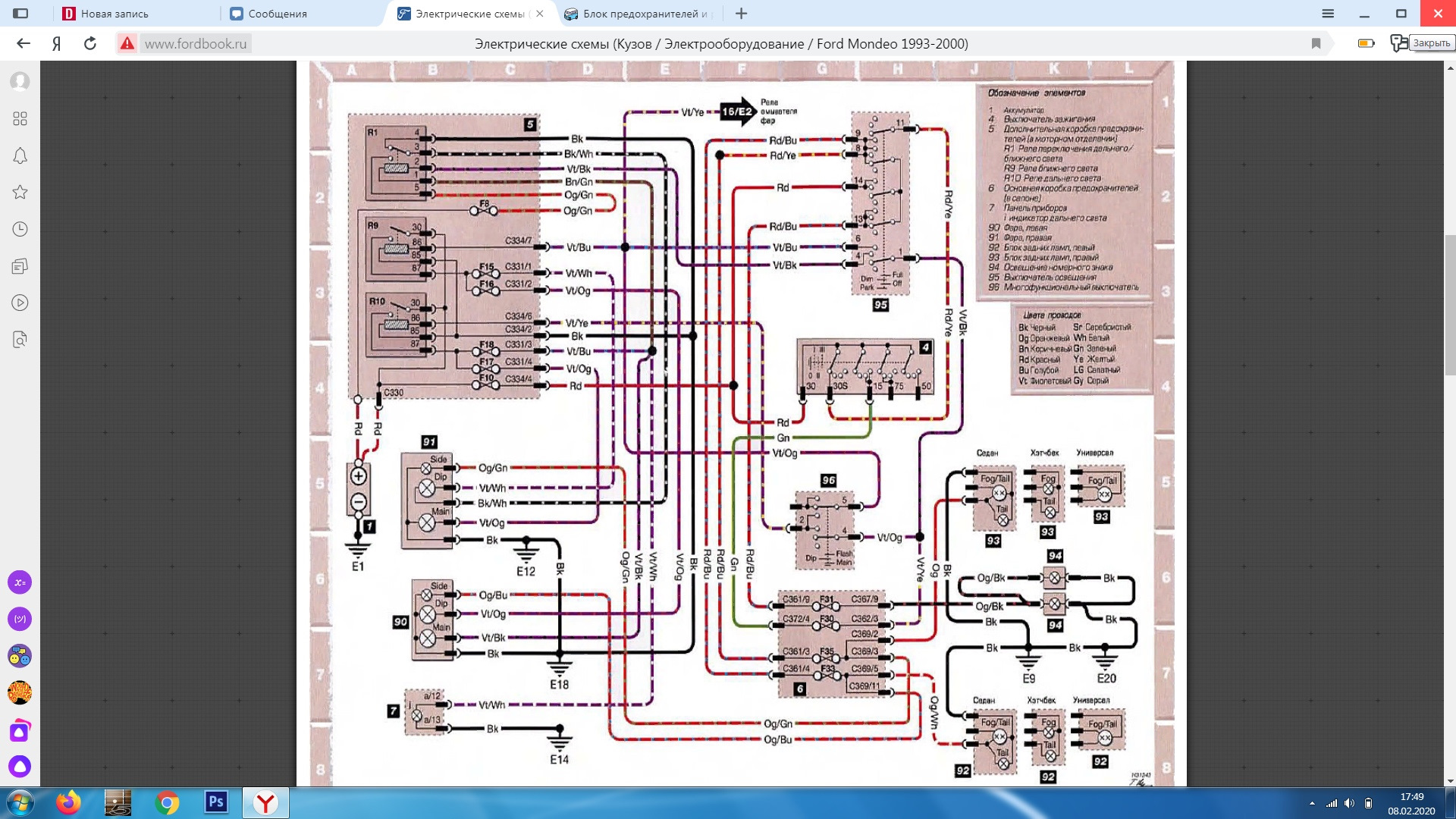 Схема электропроводки форд мондео 3