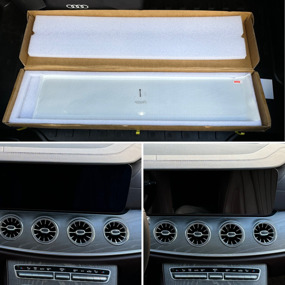 Зачем я их клею — не знаю, бликуют стекла сильно больше, а моек, где экраны могут зацарапать машина не видит — Mercedes-Benz CLS (C257)