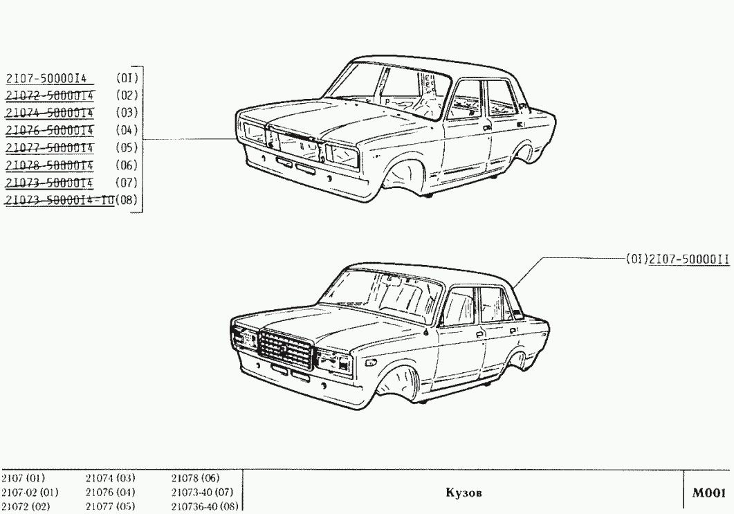 Схема кузова ваз 2107