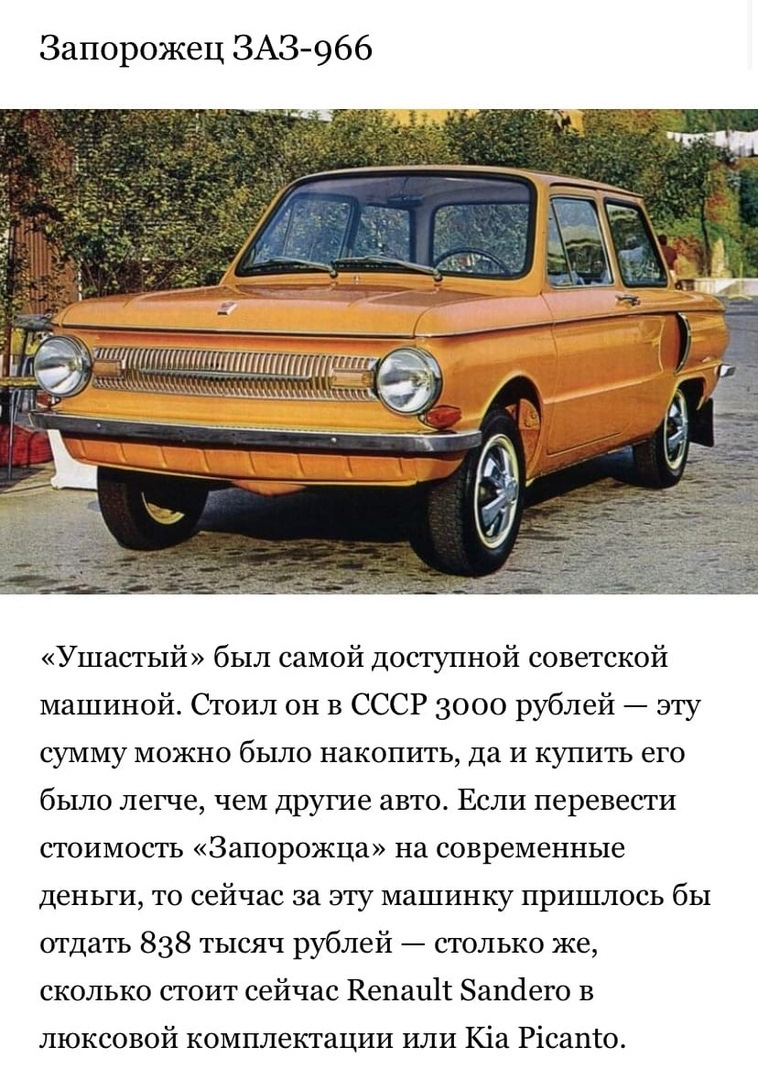 Современный эквивалент цен на советские автомобили — DRIVE2