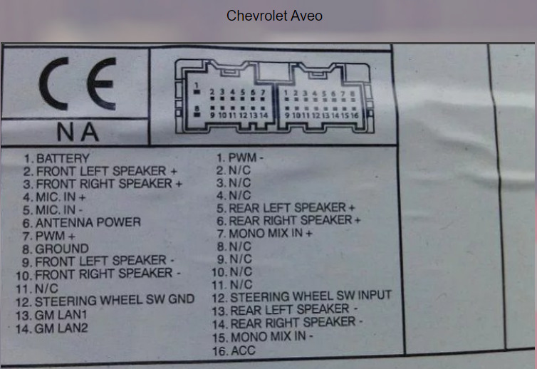 Схема проводов на магнитоле на шевроле круз