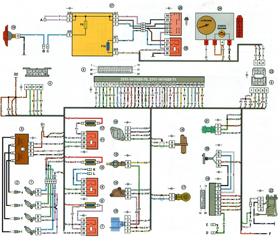 Схема электрооборудования ваз 21124 16 клапанов