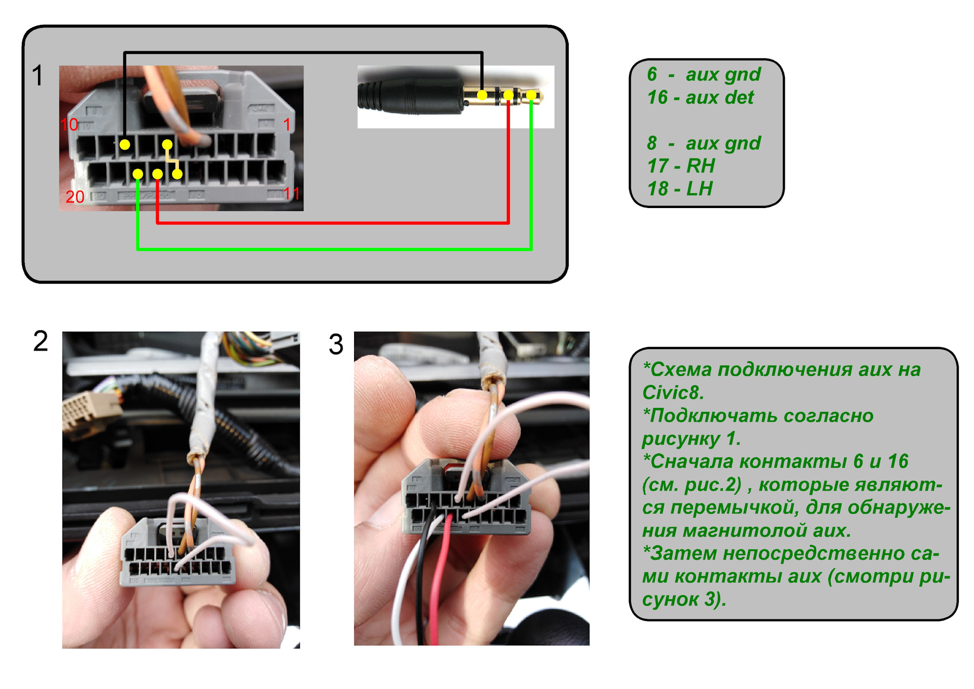 Подключение aux civic8. — Сообщество «Honda Club» на DRIVE2