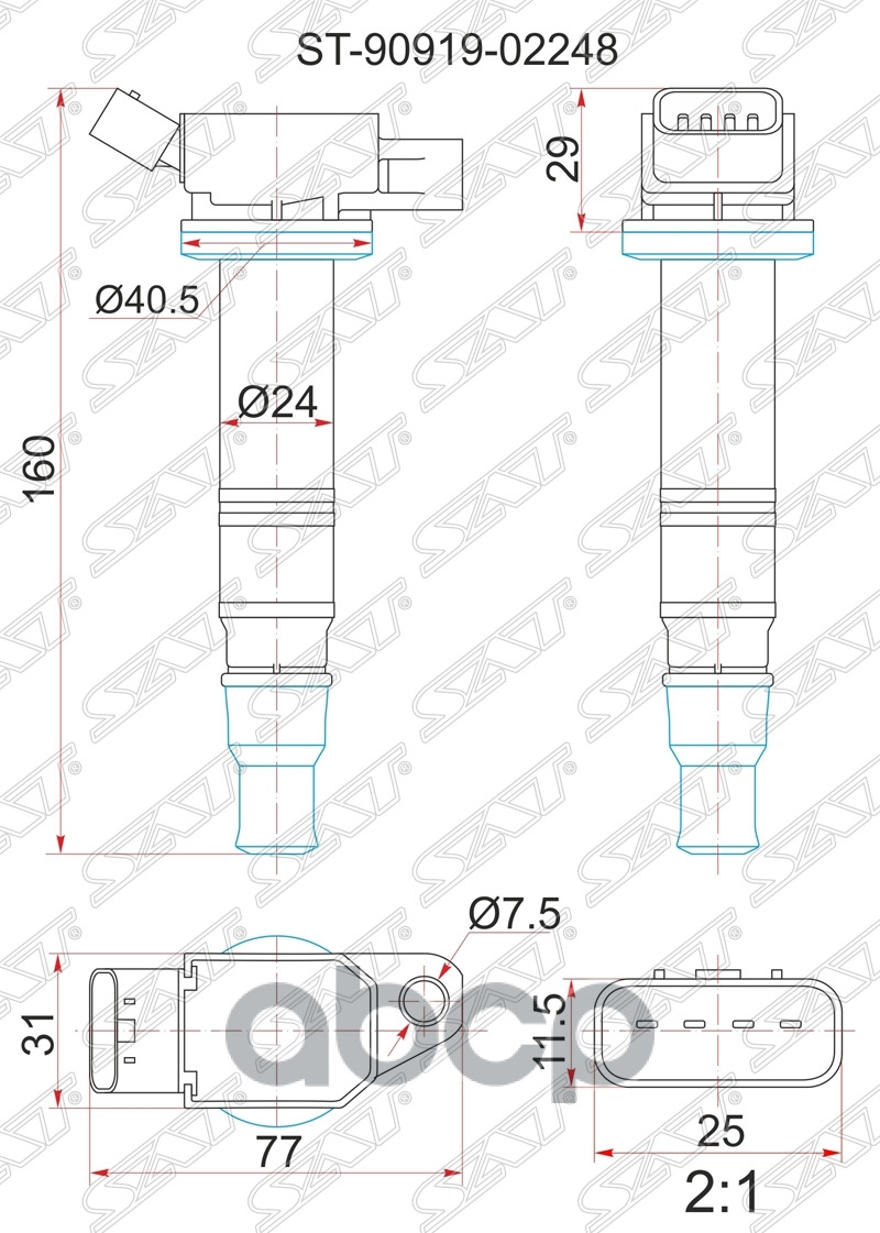 ST9091902248 Катушка свечи TY 2AZ-FE 05-, ACU2#/ACU3#, 1AZ-FSE, 1NZ-FE ...