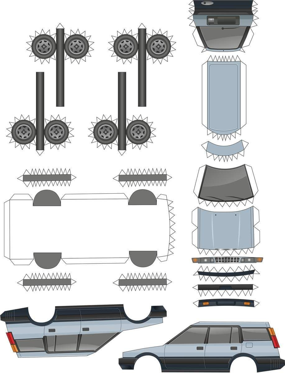 Развертка модели. Тойота Кариб из бумаги. Развертка Тойота Марк 2. Бумажные машины. Модель автомобиля из бумаги.