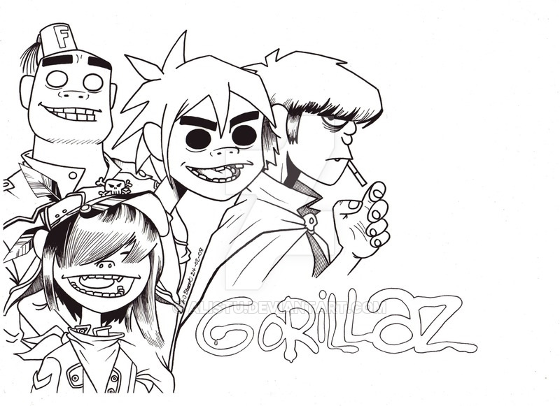 Картинки gorillaz для срисовки