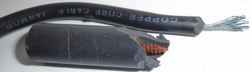 Высоковольтные Провода Janmor ABM4P после эксплуатации — вид в разрезе ...