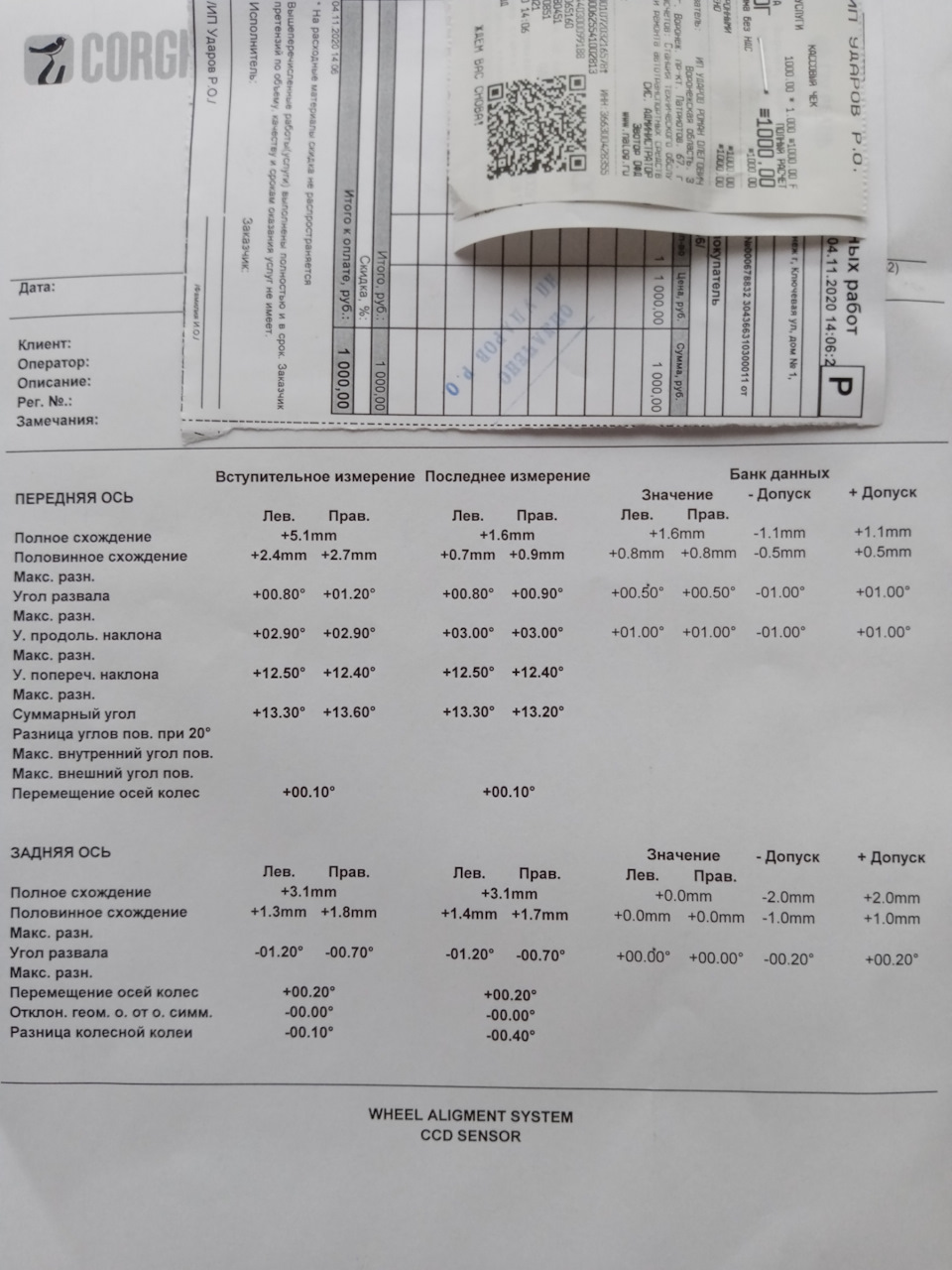 Развал/схождение — Lada Гранта Лифтбек (2-е поколение), 1,6 л, 2020 ...