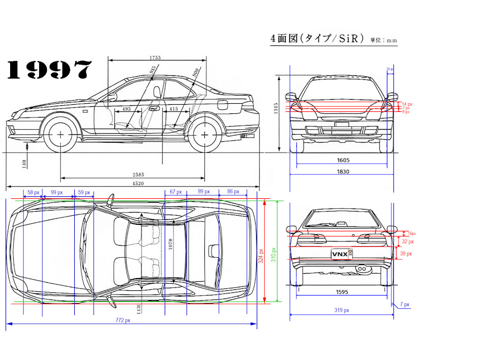 Чертеж honda prelude