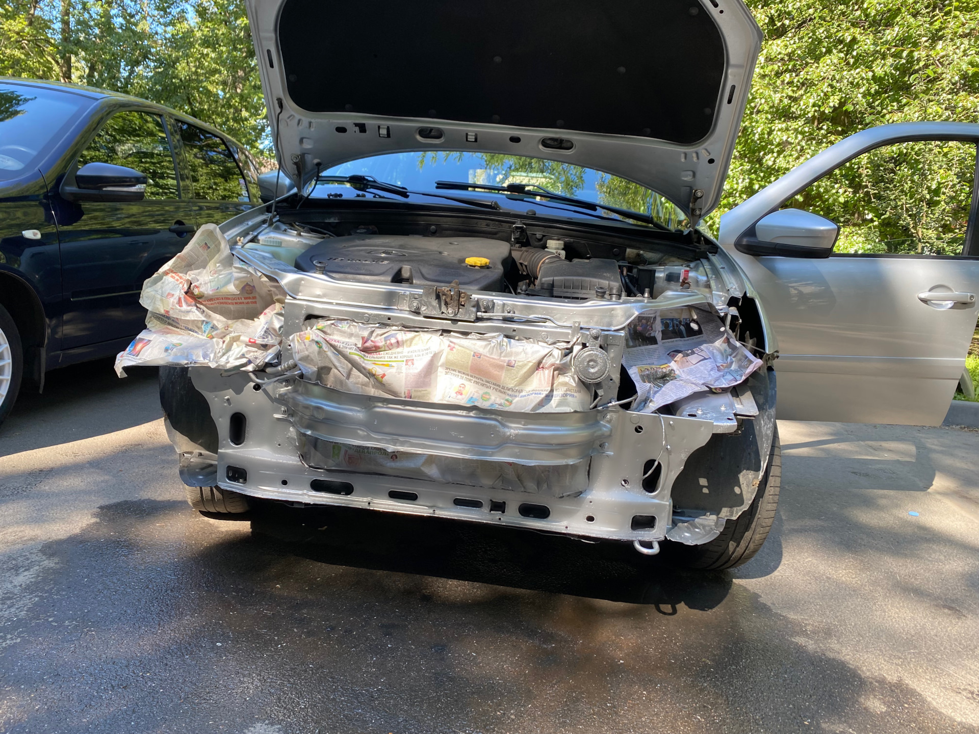 Первая, небольшая покраска железа. — LADA Гранта, 1,6 л., 2016 года ...