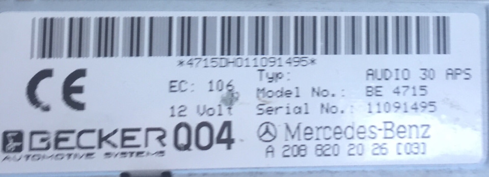 Блютуз (Aux) В Audio 30 Aps (Be4715) — Mercedes-Benz C-Class.