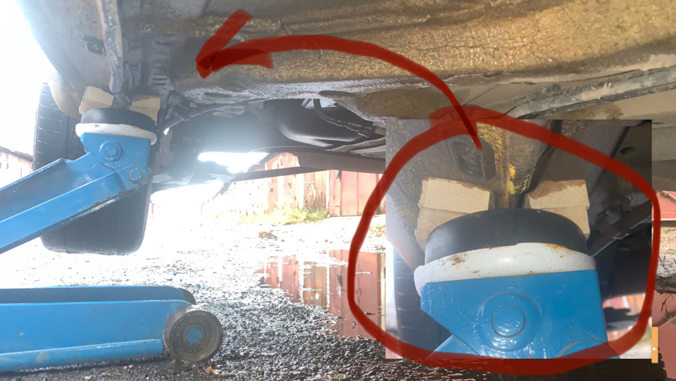 Поддомкратники, места установки подкатного домкрата и лап подъемника ...