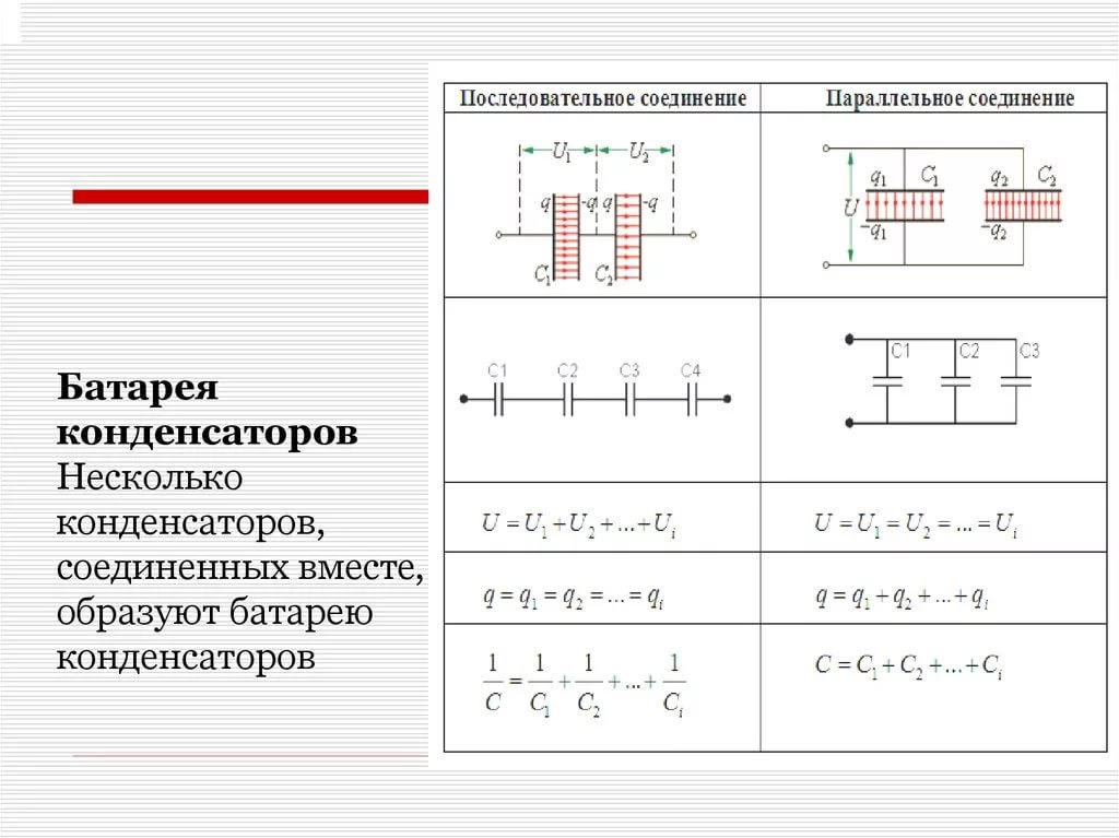 Особенности последовательного соединения. Емкость конденсатора формула при параллельном соединении. При последовательном соединении конденсаторов емкость батареи:. Последовательное и параллельное подключение конденсаторов. Емкость батареи последовательное соединение конденсаторов.