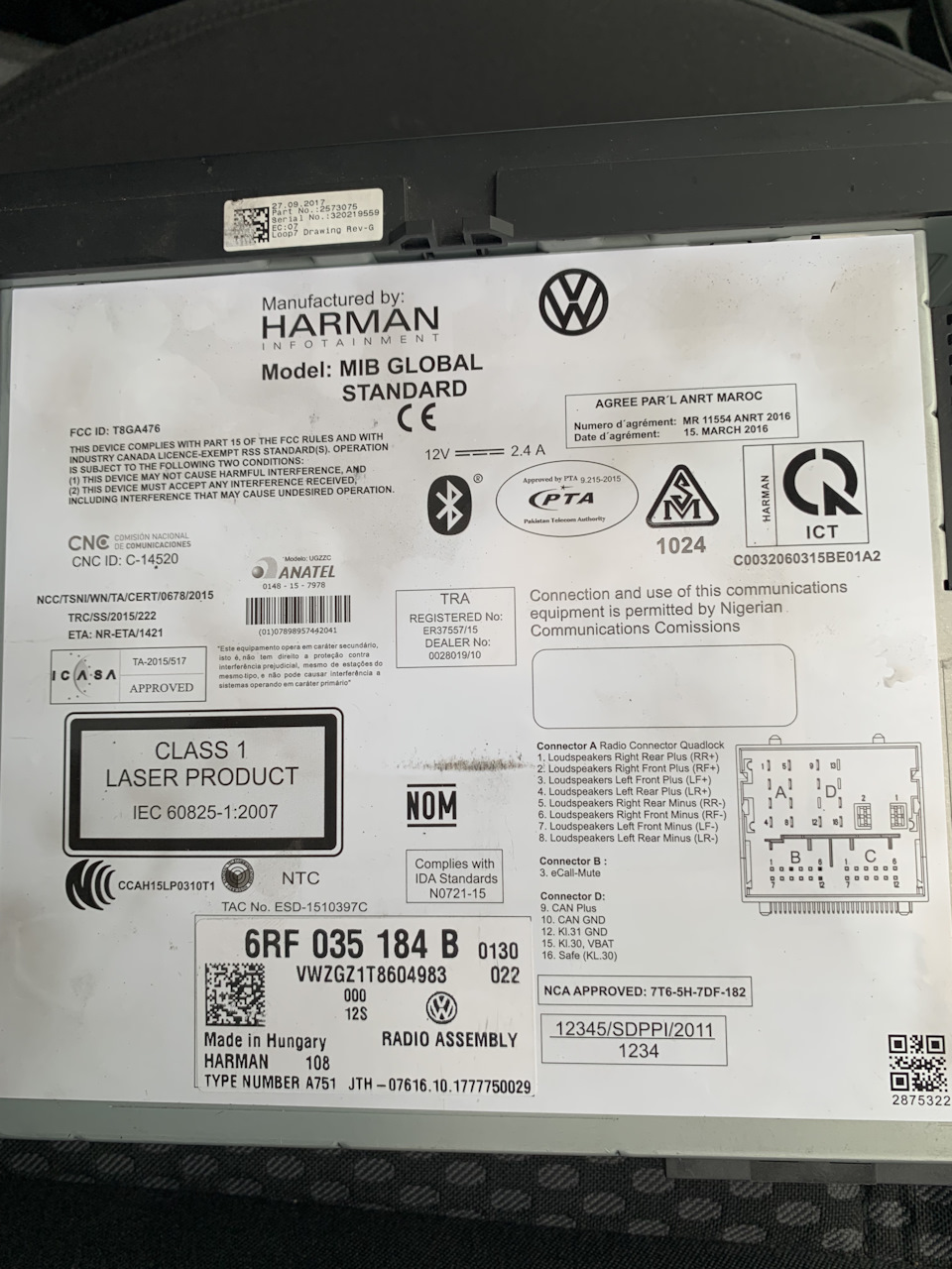 Запчасти на фото: 6RF035184B. Фото в бортжурнале Volkswagen Polo Sedan
