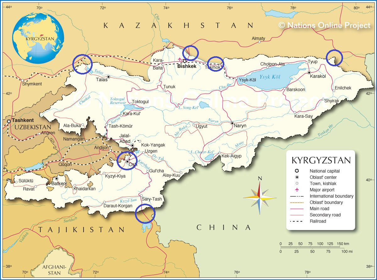 Кыргызстан на карте мира карта