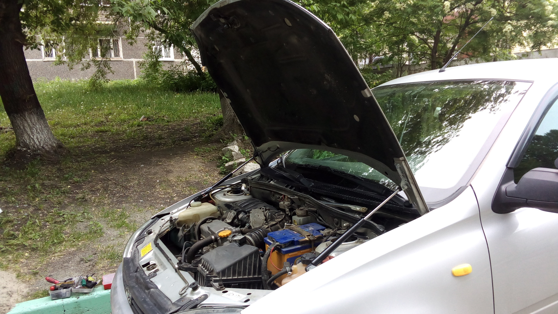 ***161*** Газовые упоры на капот — Lada Калина хэтчбек, 1,6 л., 2012 ...