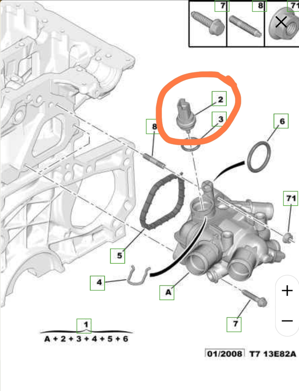 Замена датчика температуры на термостате — Peugeot 308 (1G), 1,6 л ...