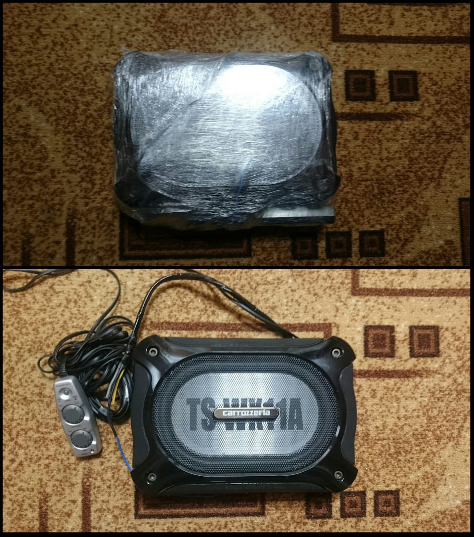 01811SP『 carrozzeria / TS-WX11A 』 カロッツェリア 車載用コンパクト サブウーファー　音声出力OK　汎用品　コントローラー付属 Pioneer Carrozzeria TS-WX11A Compact Powered Sub Woofer 150W