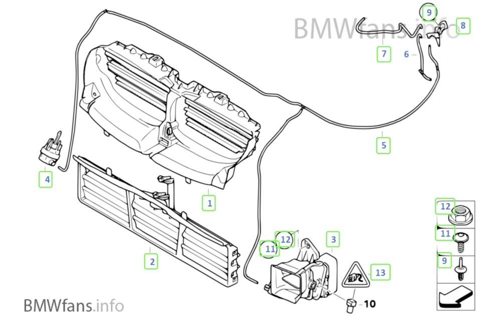 51117178119 BMW Пассивная система управления верхней жалюзи радиатора