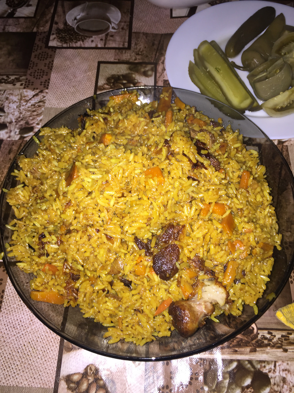 Плов с куриными сердечками