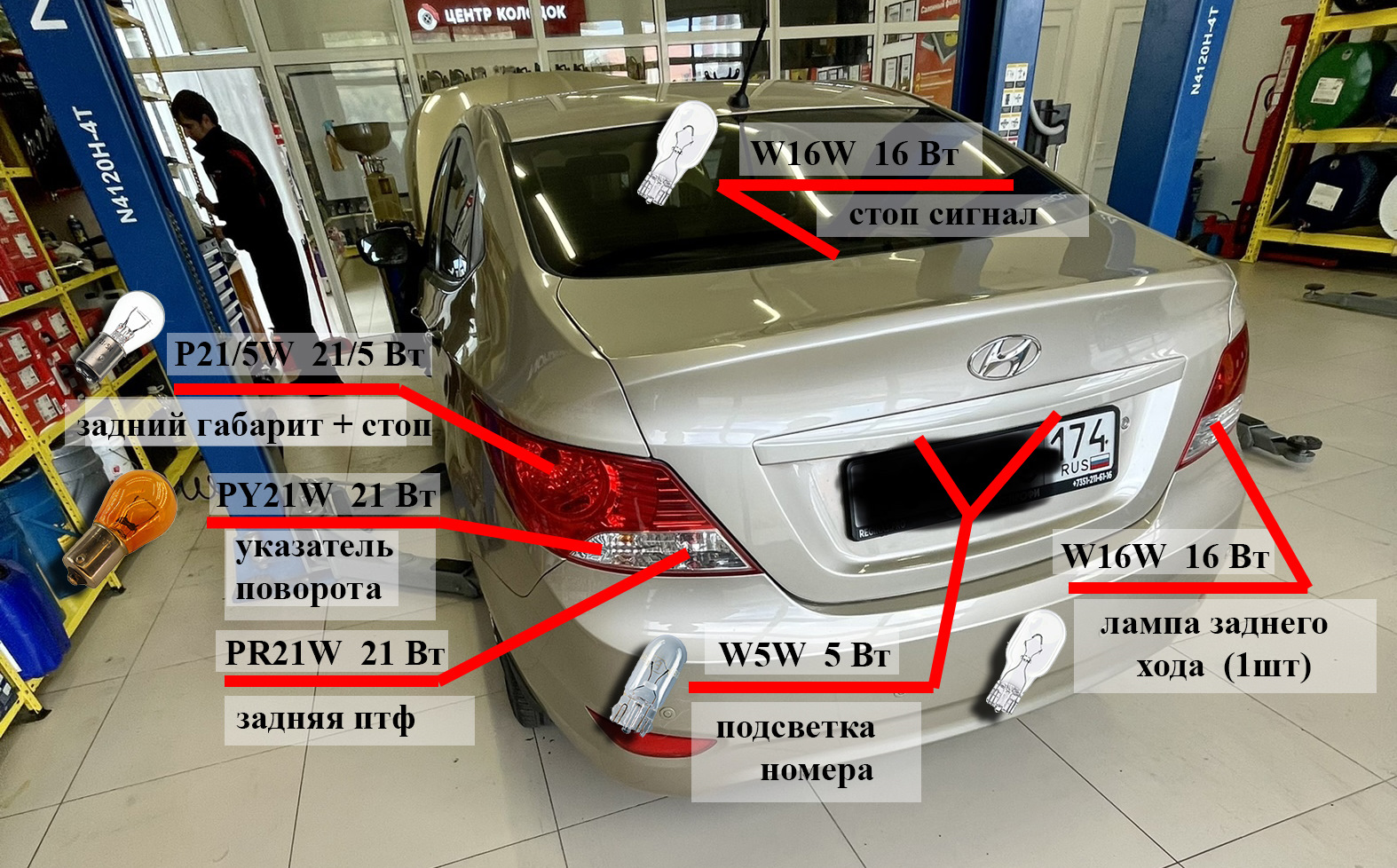 Лампы освещения Hyundai Solaris 1 RB (2011—2014) СЕДАН — Hyundai ...
