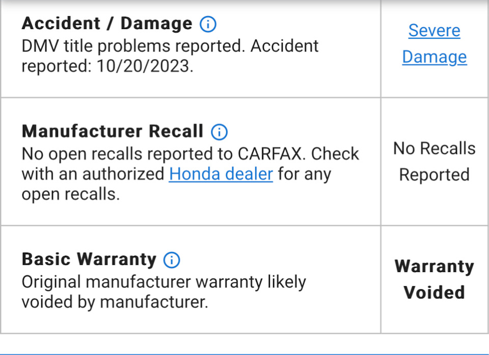 Отчет Carfax — Honda Civic Si (11G), 1,5 л, 2022 года | покупка машины ...